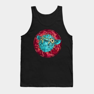 Colorful blowfish art, cute cartoon puffer fish Tank Top